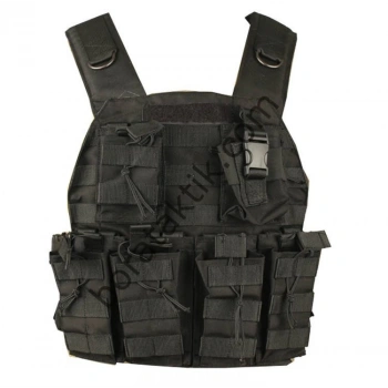 Hücum Yeleği Siyah Sig Ak47 Göbek Üstü (Plakalıklı)