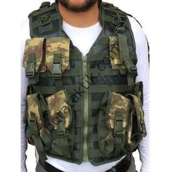 Keleş Hücum Yeleği 6 Lı Fileli Fermuarlı (Plakalıklı)