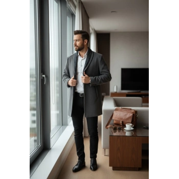 Kurşun Geçirmez Erkek Kaşe Mont  MONT 3a Seviye Gri Renk