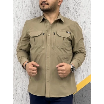 Likralı TAKTİK KORUMA GÖMLEĞİ Outdoor Taktik Gömlek Çöl Rengi