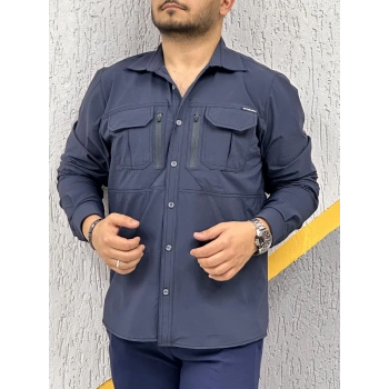 Likralı TAKTİK KORUMA GÖMLEĞİ Outdoor Taktik Gömlek İndigo