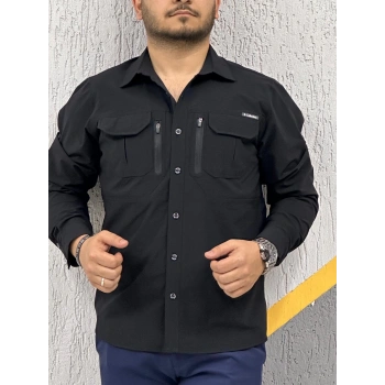 Likralı TAKTİK KORUMA GÖMLEĞİ Outdoor Taktik Gömlek Siyah