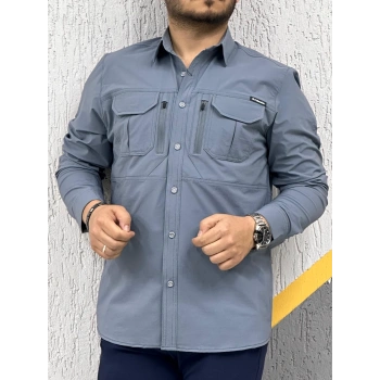 Likralı TAKTİK KORUMA GÖMLEĞİ Outdoor Taktik Gömlek Mavi Açık ton