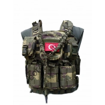 Özel Dikim 7B Hücum Yeleği Kamuflajlı HK33 Mpt76 MPT55 G3  (Plakalıklı)