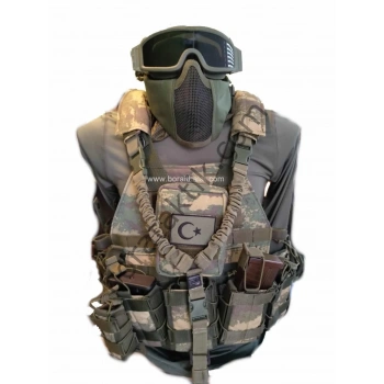 Özel Dikim Hücum Yeleği Kamuflajlı HK33 Mpt76 Ak47 (Plakalıklı)