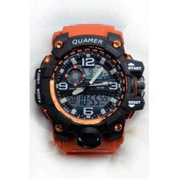 QUAMER Gshock Modeli Turuncu Kol Saati Mens 50M Su Geçirmez SPOR MODEL
