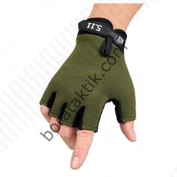 Taktik Eldiven Haki Yeşil Yarım Parmak Asker Polis Dağcı Avcı Sporcu