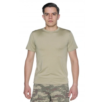 Termal Tişört Mikrofiber Krem Renk Kısa Kol