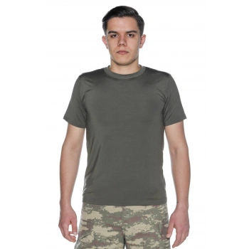 Termal Tişört Mikrofiber Haki Renk Kısa Kol