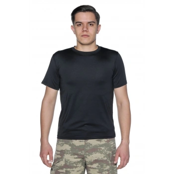 Termal Tişört Mikrofiber Siyah Renk Kısa Kol
