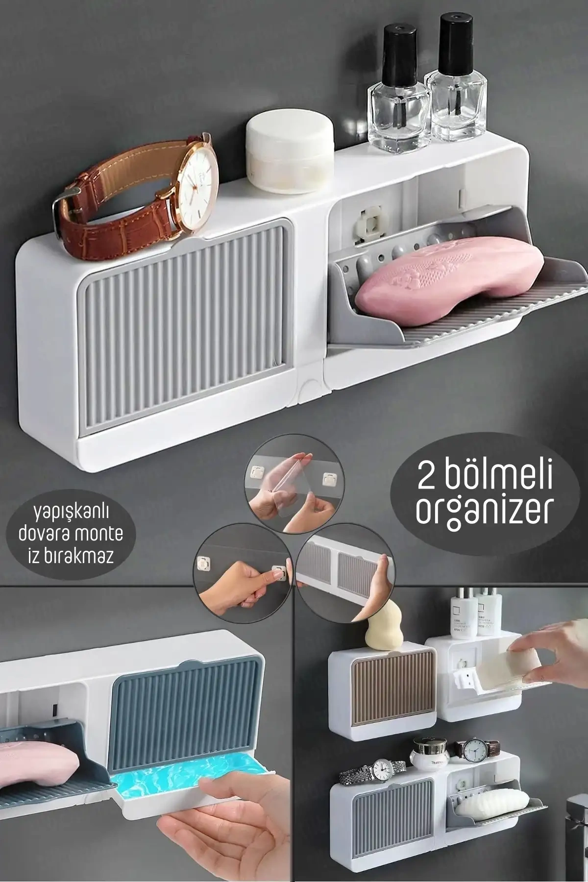 1 ADET 2 Bölmeli Katı Sabunluk