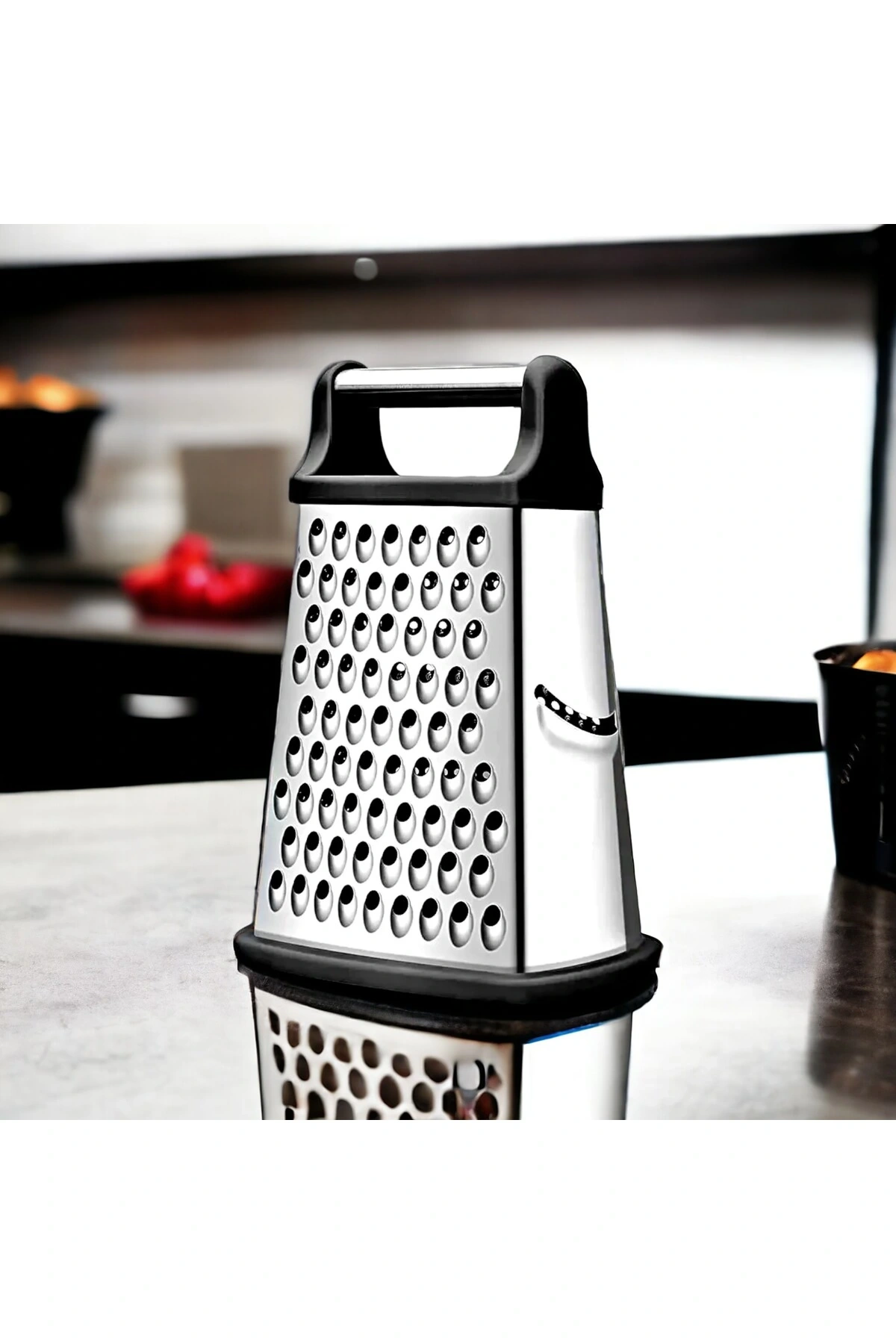 Paslanmaz Çelik Mutfak Rendesi Silikon Kaymaz Taban 4 Fonksiyonlu Mutfak Rendesi