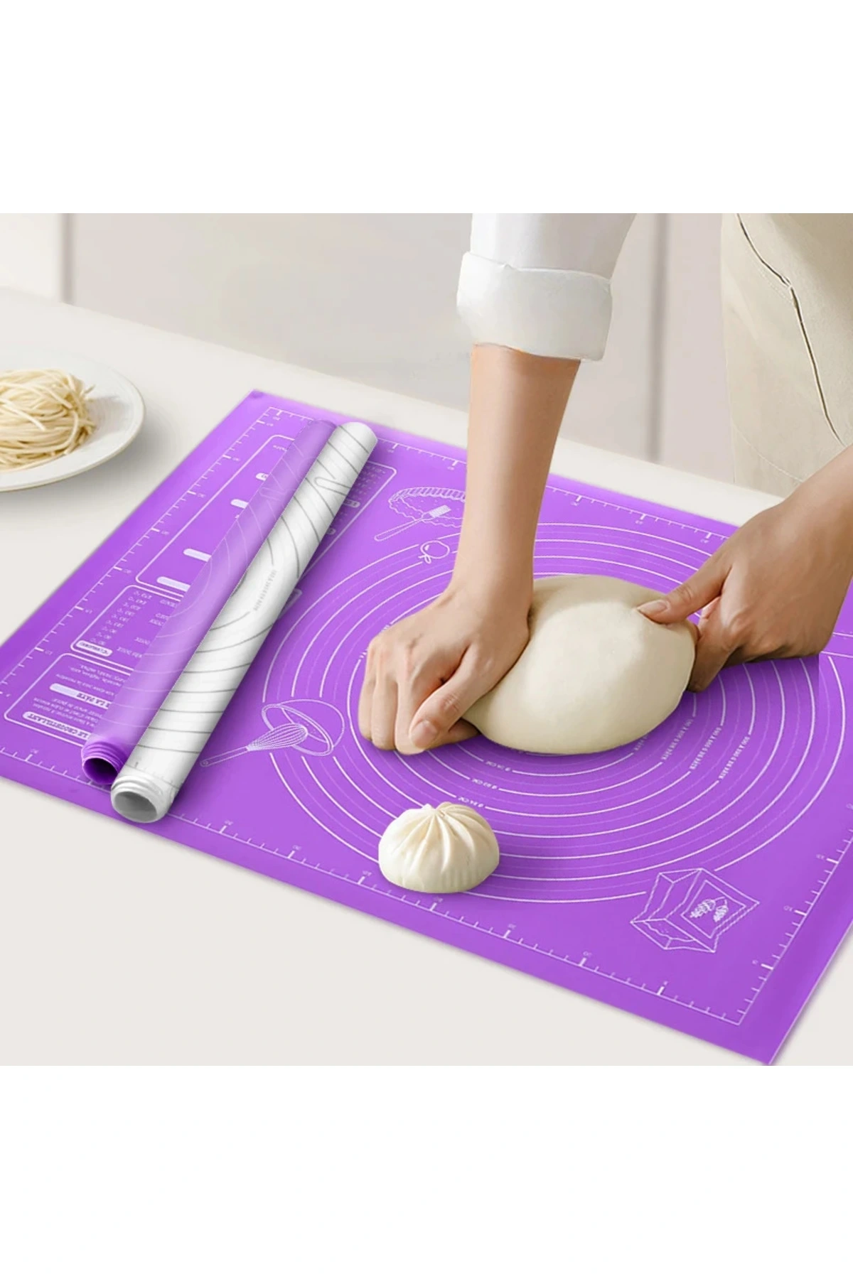 Silikon Büyük Boy Hamur Açma Altlığı Isıya Dayanıklı Hamur Yoğurma Matı 65*45