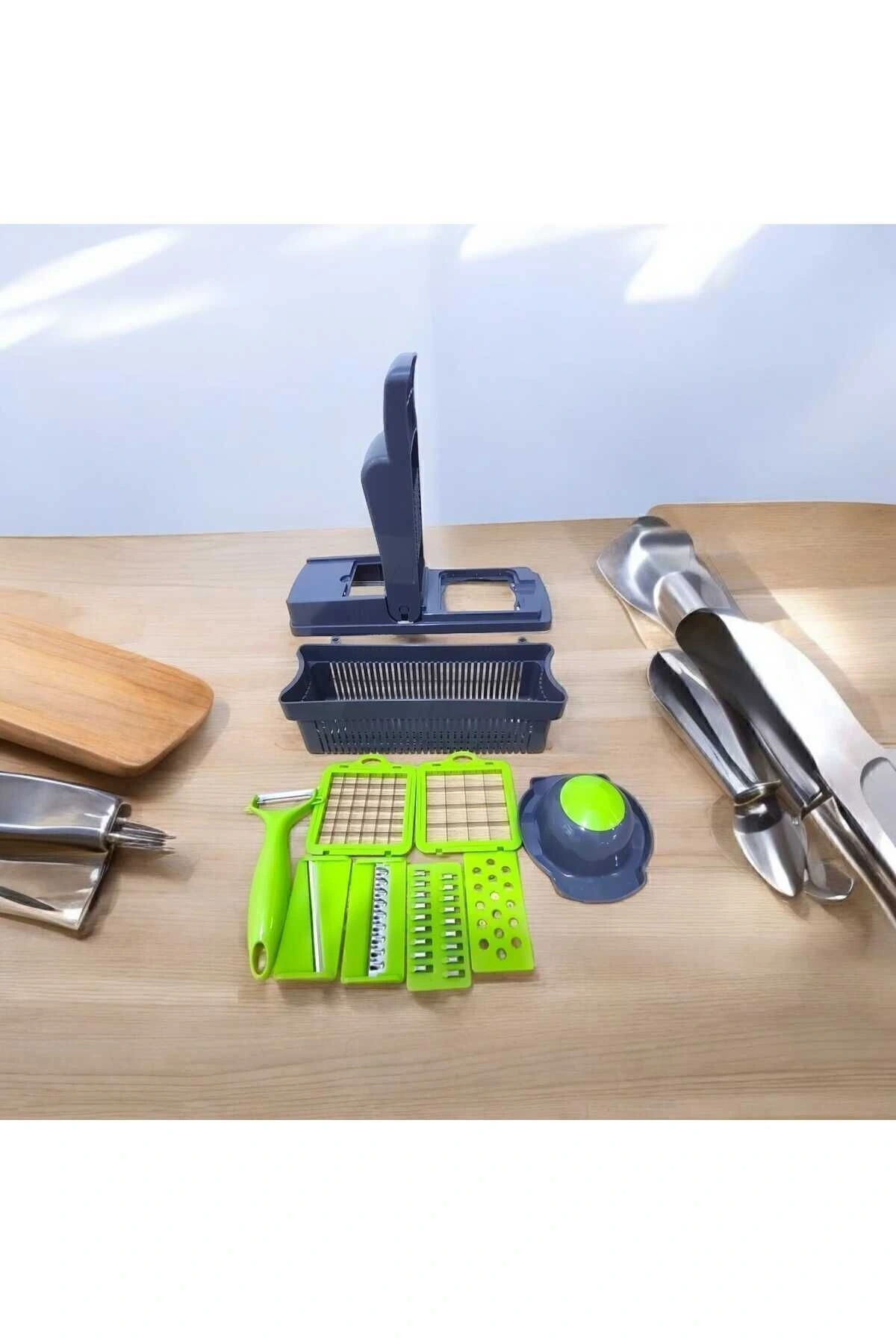 Rendeleme 13 Parça Hazneli Sebze Doğrayıcı Dilimleyici Kesici Çok Fonksiyonlu Rende Seti
