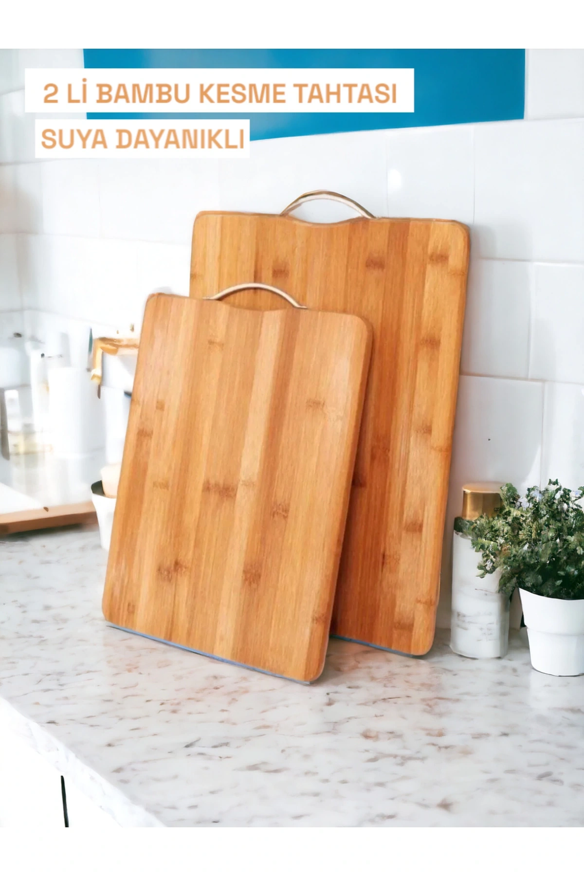 2 li Kesme Tahtası Seti Metal Saplı Kesme Tahtası Et Sebze Doğrama Tahtası 22x32