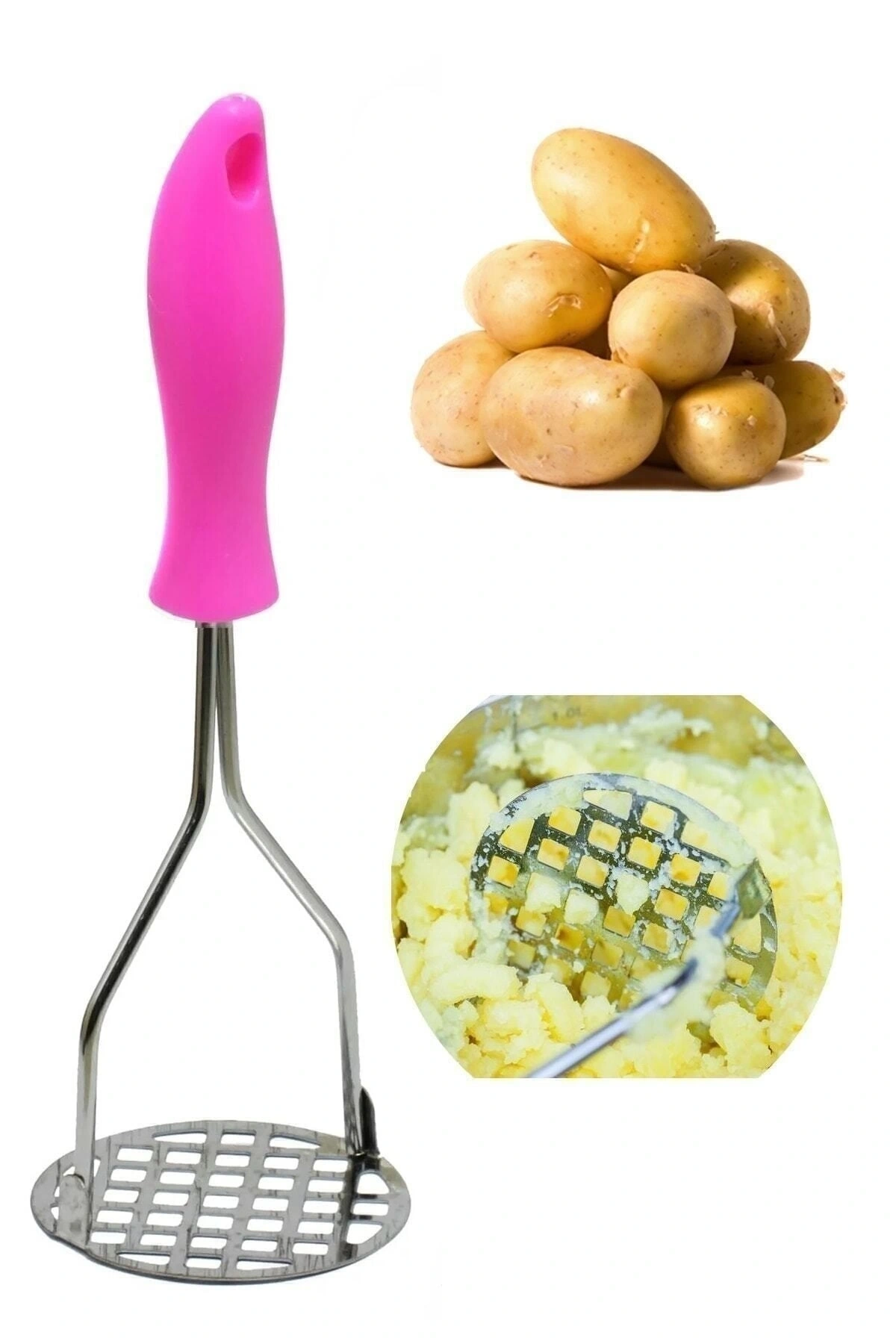 Pratik Paslanmaz Çelik Patates Ezici Püre Yapıcı Çelik