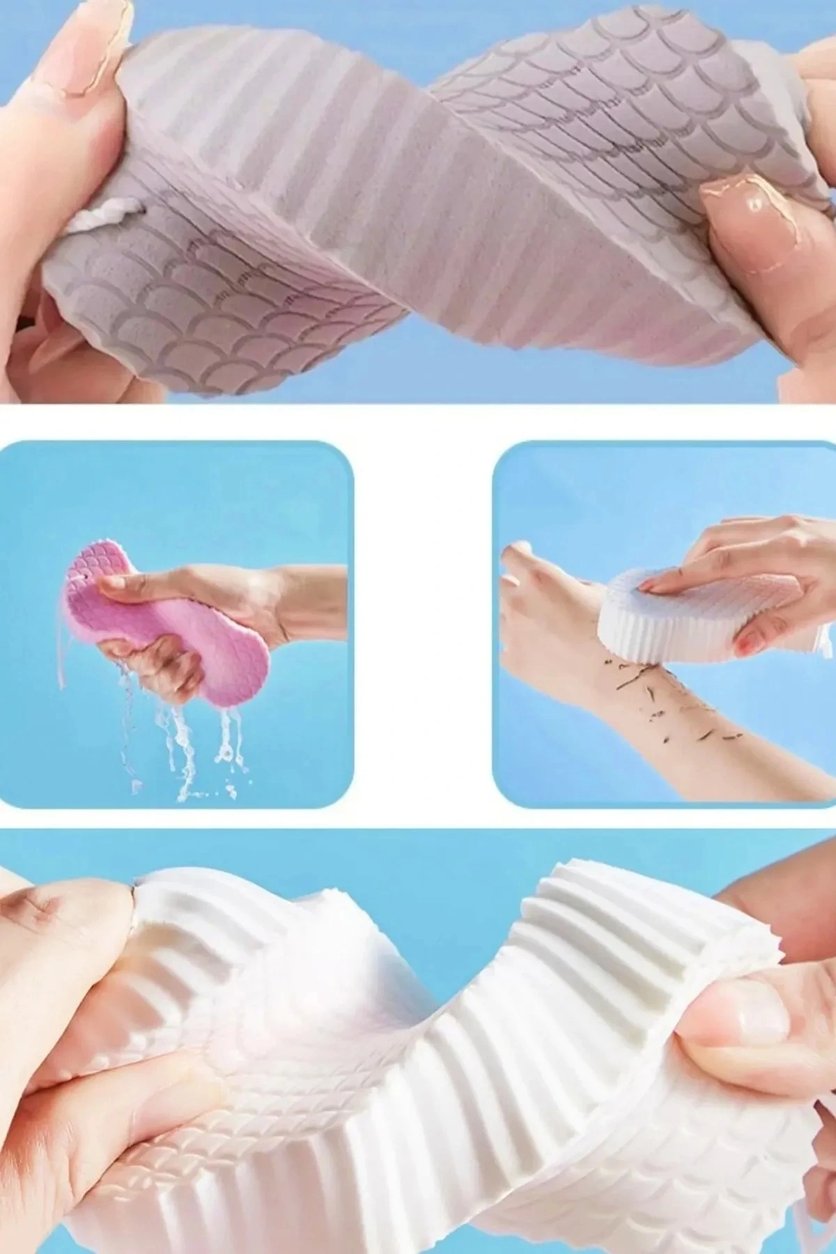 5li Yumuşak Dokulu Banyo Lifi Vücut Masaj Fırçası Sihirli Vücut Kir Çıkarıcı