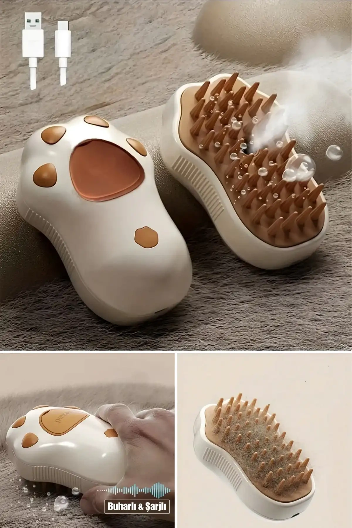 Hazneli Kedi Tarağı Şarjlı