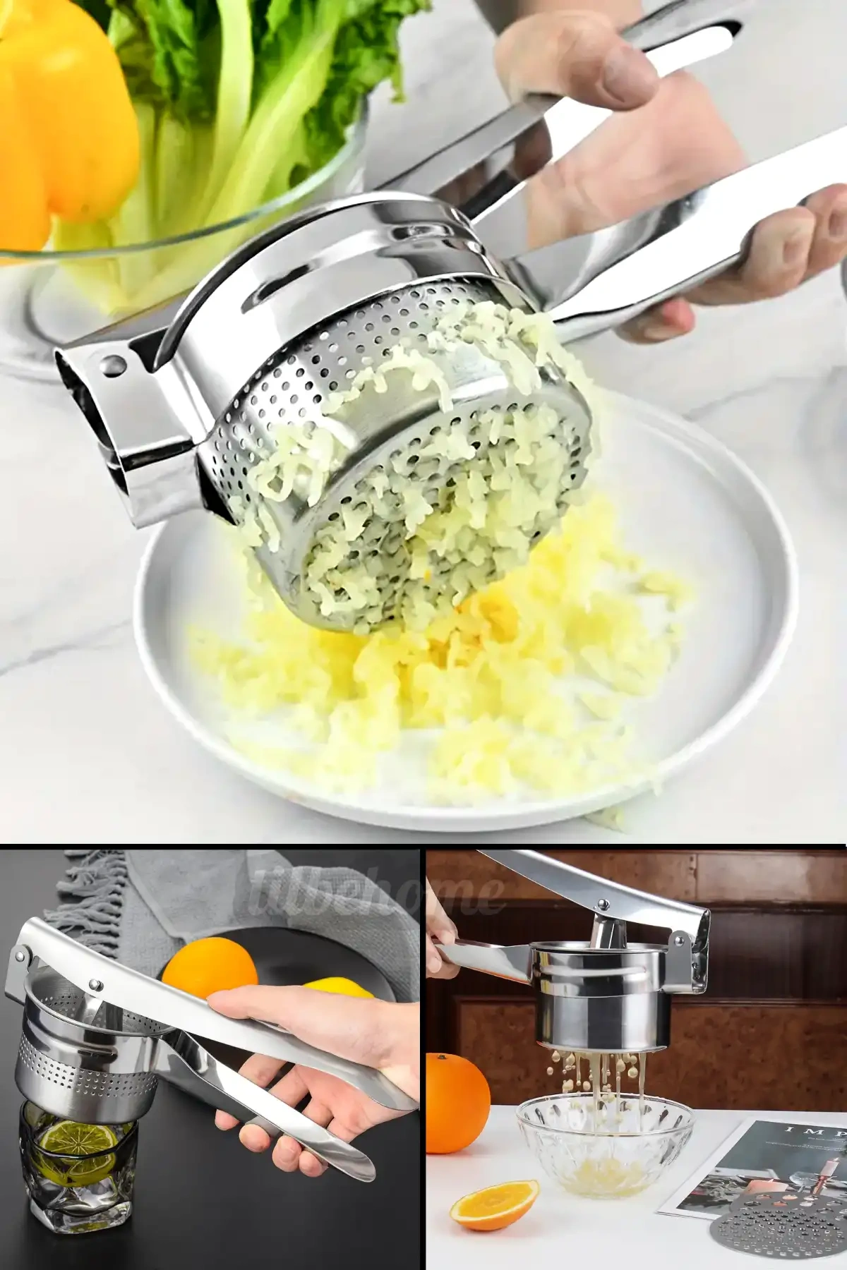 Patates Ezici Press Meyve Nar Sıkacağı Patates Püre Yapıcı Mutfak Hazneli Çelik Mevye Limon Sıkacak