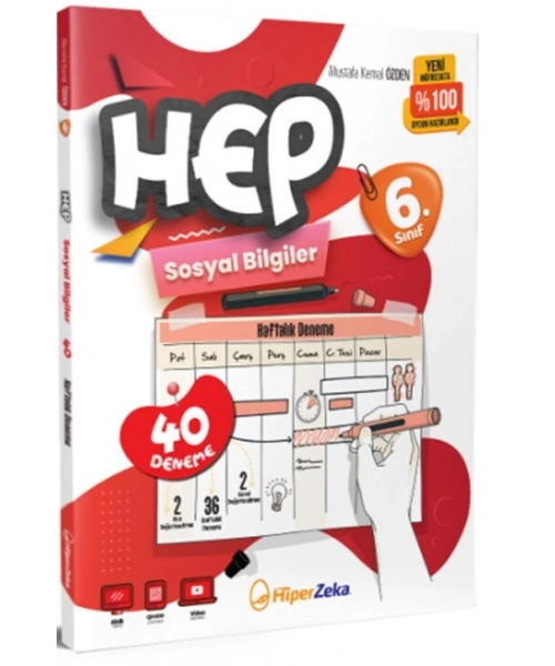 2025 BASKI Hiper Zeka Yayınları 6. Sınıf Hep Sosyal Bilgiler 40 Haftalık Deneme