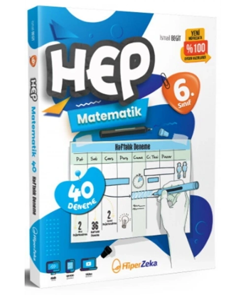 2025 BASKI Hiper Zeka Yayınları 6. Sınıf Hep Matematik 40 Haftalık Deneme