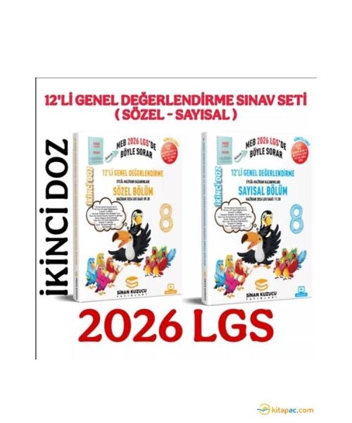 SİNAN KUZUCU 8.Sınıf İKİNCİ DOZ 12 Lİ GENEL DEĞERLENDİRME SINAV 2 Lİ SET 2 Lİ - 2026