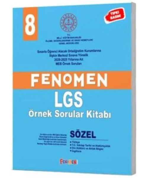 Fenomen Yayınları Fenomen 8 Sınıf  MEB Sözel Örnek Sorular