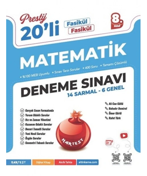 Nartest Yayınları 8. Sınıf Prestij Matematik 20 Deneme Sınavı