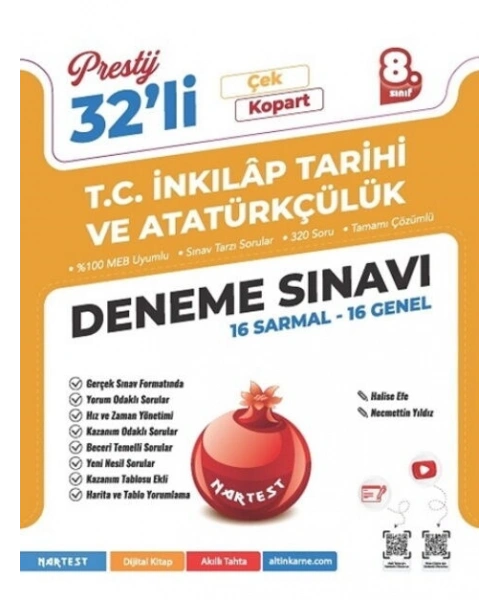 Nartest Yayınları 8. Sınıf Prestij T.C. İnkılap Tarihi ve Atatürkçülük 32 Deneme