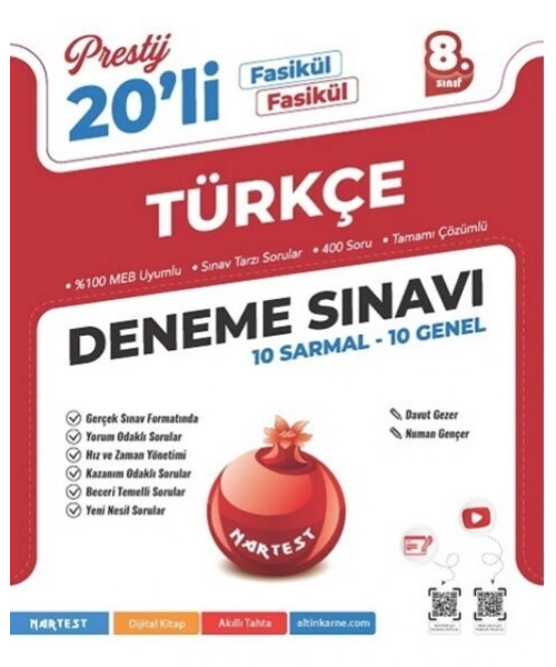 Nartest Yayınları 8. Sınıf Prestij Türkçe 20 Deneme