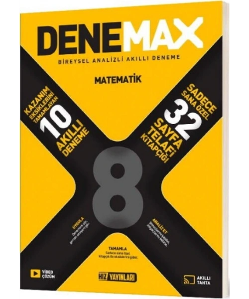 Hız Yayınları 8. Sınıf Matematik Denemax 10 lu Akıllı Deneme