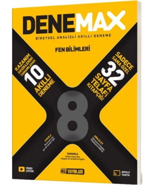 Hız Yayınları 8. Sınıf Fen Bilimleri Denemax 10 lu Akıllı Deneme