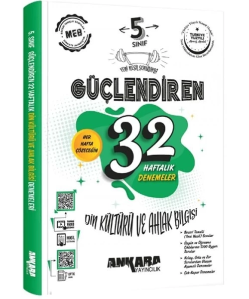 Ankara Yayıncılık 5. Sınıf Din Kültürü ve Ahlak Bilgisi Güçlendiren 32 Haftalık Denemeleri