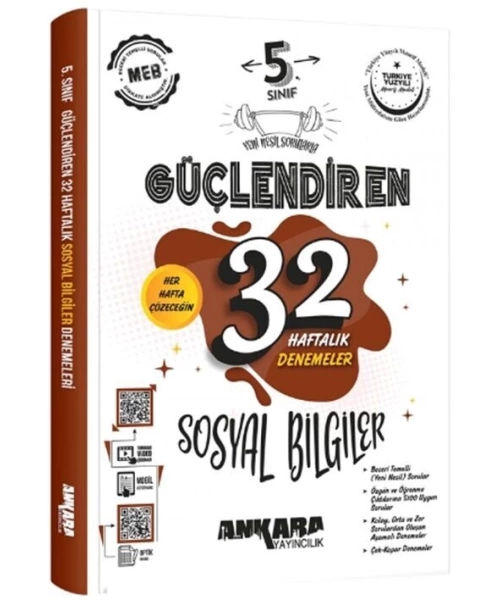 Ankara Yayıncılık 5. Sınıf Sosyal Bilgiler Güçlendiren 32 Haftalık Denemeleri