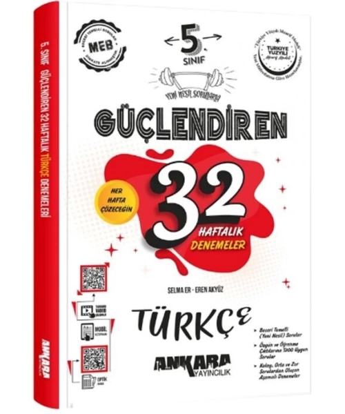 Ankara Yayıncılık 5. Sınıf Türkçe Güçlendiren 32 Haftalık Denemeleri