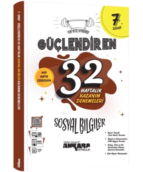 Ankara Yayıncılık 7. Sınıf Sosyal Bilgiler Güçlendiren 32 Haftalık Kazanım Denemeleri