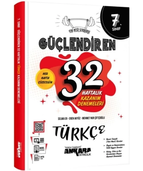 Ankara Yayıncılık 7. Sınıf Türkçe Güçlendiren 32 Haftalık Kazanım Denemeleri