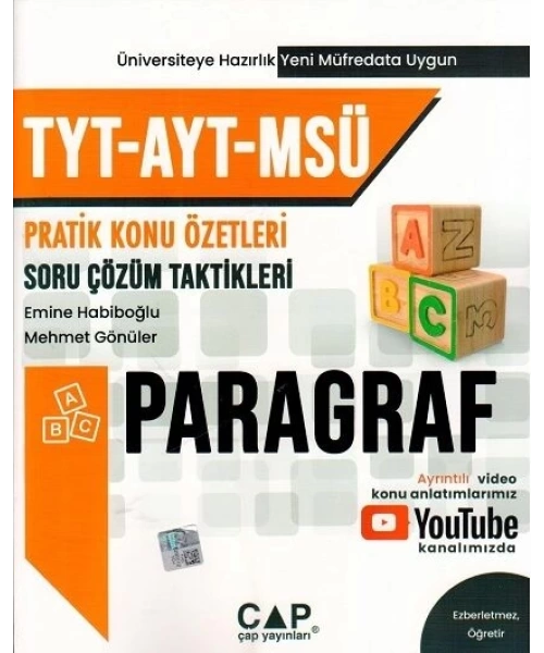 Çap TYT AYT MSÜ Paragraf Konu Özetli Soru Çözümleri