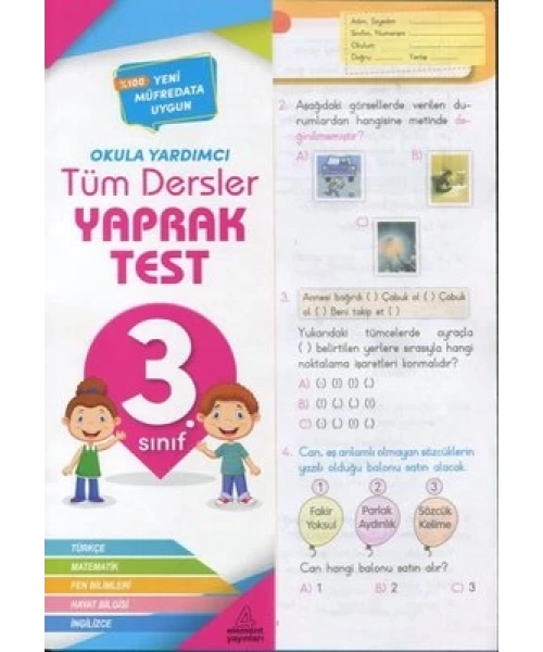 ELEMENT YAYINLARI 3 SINIF TÜM DERSLER YAPRAK TEST