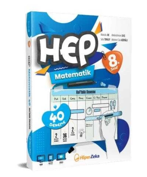 Hiper Zeka Yayınları 2025 8. Sınıf Haftalık HEP Matematik 40 Deneme