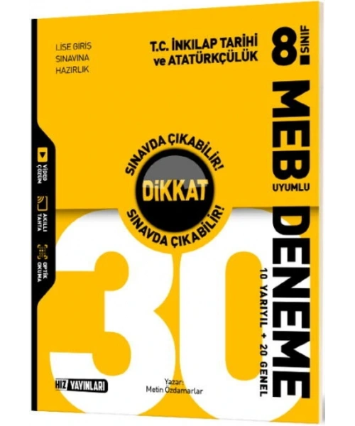 Hız Yayınları 8. Sınıf T. C. İnkılap Tarihi ve Atatürkçülük 30 Deneme