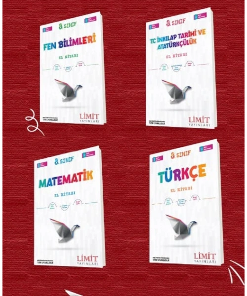 LİMİT YAYINLARI 8 SINIF EL KİTABI SETİ KONU ANLATIM LI   4 KİTAP  MATEMATİK- FEN - TÜRKÇE - İNKİLAP