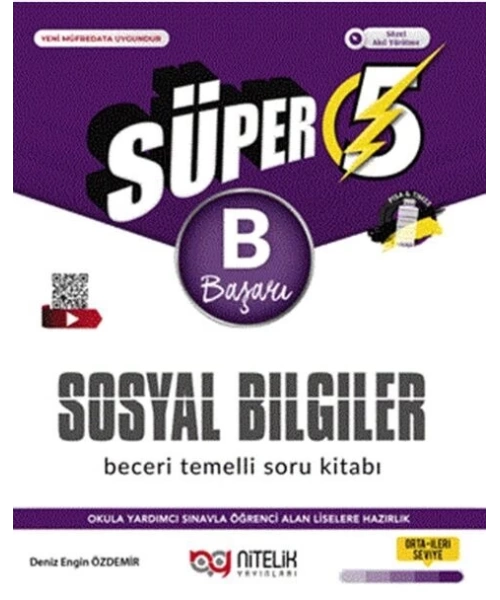 Nitelik Yayınları 5. Sınıf Sosyal Bilgiler Süper B Beceri Temelli Soru Kitabı