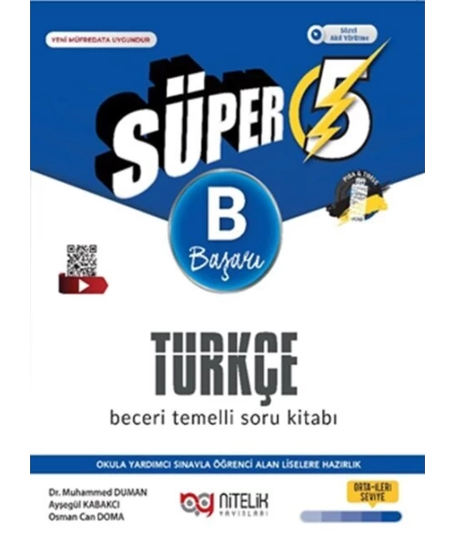 Nitelik Yayınları 5. Sınıf Türkçe Süper B Beceri Temelli Soru Kitabı