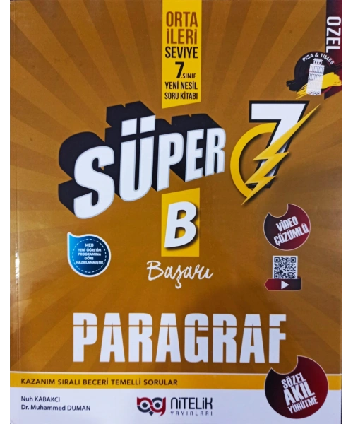 NİTELİK YAYINLARI 7 SINIF SÜPER PARAGRAF B SORU BANKASI