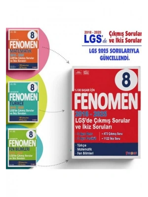 Fenomen Okul Yayınları 8. Sınıf LGS Çıkmış Sorular ve İkiz Soruları Seti 2018 2025 Türkçe Matematik Fen