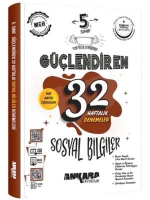 Ankara Yayıncılık 5. Sınıf Sosyal Bilgiler Güçlendiren 32 Haftalık Denemeleri