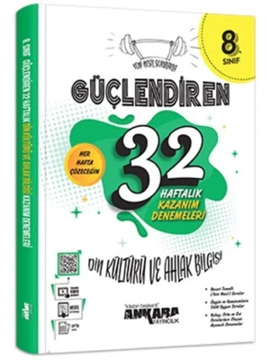 Ankara Yayıncılık 8. Sınıf Din Kültürü ve Ahlak Bilgisi Güçlendiren 32 Haftalık Kazanım Denemeleri