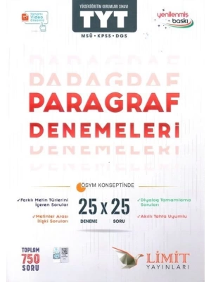 LİMİT YAYINLARI TYT PARAGRAF DENEMELERİ