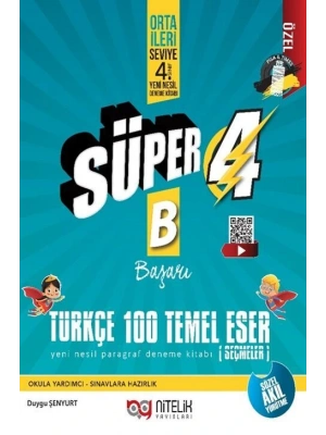 Nitelik Yayınları 4. Sınıf Türkçe 100 Temel Eser Süper B Yeni Nesil Paragraf Deneme